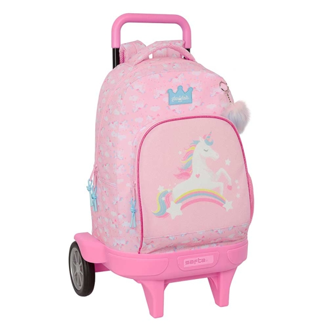 Safta Glowlab Kids Mochila con Carro - 33L - Ruedas Antivibracion - Bolsillo Frontal - Asa Acolchada - Extraible - Portabotellas - Tirador Doble - Bas 1
