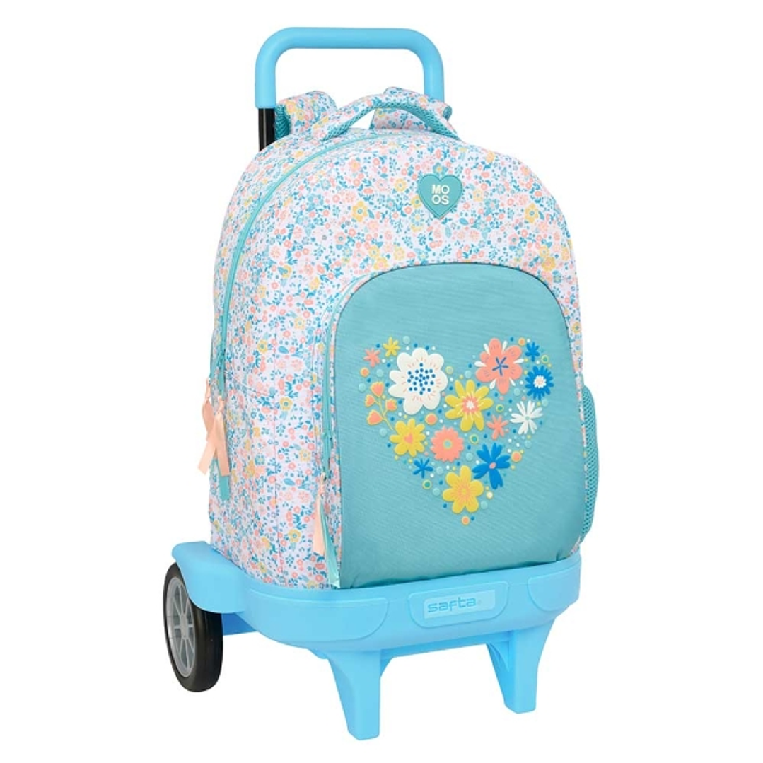 Safta Moos Fiori Mochila con Carro - Ruedas Antivibracion Ultrasilenciosas - Bolsillo Frontal - Portabotellas - Hombreras Acolchadas - Tarjeta ID - 33 1