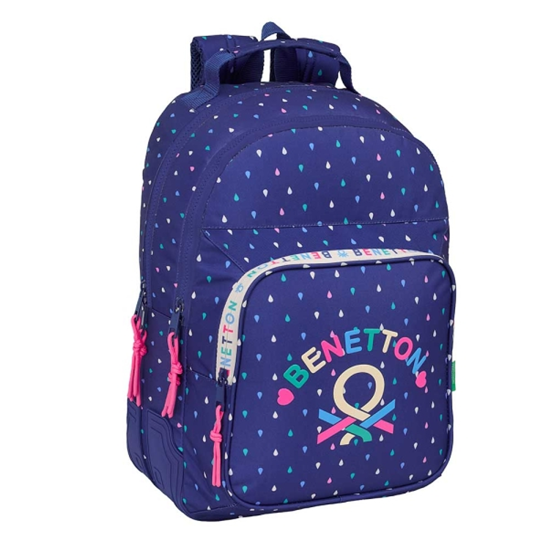 Safta Benetton Drop Mochila con 2 Compartimentos - Antirozaduras - Adaptable a Carro - Portabotellas - Tirador Doble - Hombreras Acolchadas - 20L - 32 1