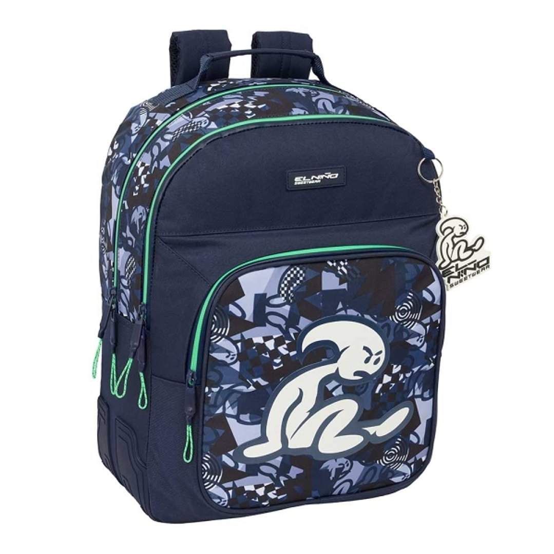 Safta el Niño Navy Mochila con 2 Compartimentos - Antirozaduras - Adaptable a Carro - Portabotellas - Cremalleras Dobles - Hombreras Acolchadas - 20L  1