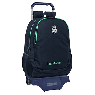 Safta Real Madrid 2ª Equipacion 25/26 Mochila con Carro - Portabotellas - 2 Compartimentos - Tirador Doble - Hombreras y Espalda Acolchadas - Mochila 