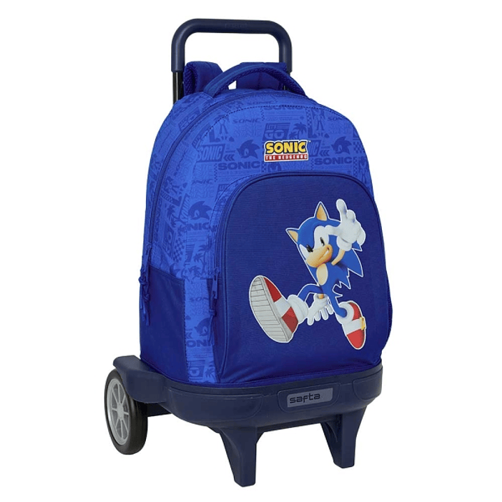 Safta Sonic Mochila con Carro - Portabotellas - Tirador Doble - Incluye Tarjeta ID - Carro de PP - Ruedas Antivibracion - 330x220x450mm - Color Azul O 1
