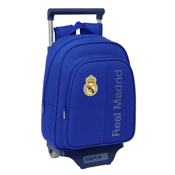 Safta Real Madrid Mochila con Carro - Portabotellas - Hombreras Acolchadas - Mochila Extraible - Carro Resistente - 10L - 27x10x67cm - Color Azul 1