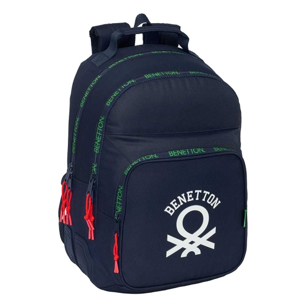 Safta Benetton Together Mochila con 2 Compartimentos - Antirozaduras - Adaptable a Carro - Portabotellas - Tirador Doble - Hombreras Ergonomicas - 20L 1