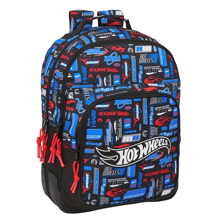 Safta Hot Wheels Mochila con 2 Compartimentos - Antirozaduras - Adaptable a Carro - Bolsillo Frontal - Portabotellas - Tirador Doble - Hombreras Acolc 1