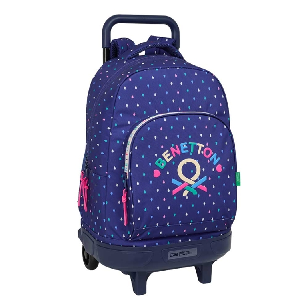 Safta Benetton Drop Mochila con Carro - Extraible - 33L - Portabotellas - Doble Cremallera - Hombreras Acolchadas - Tarjeta ID - 330x220x450mm - Color 1