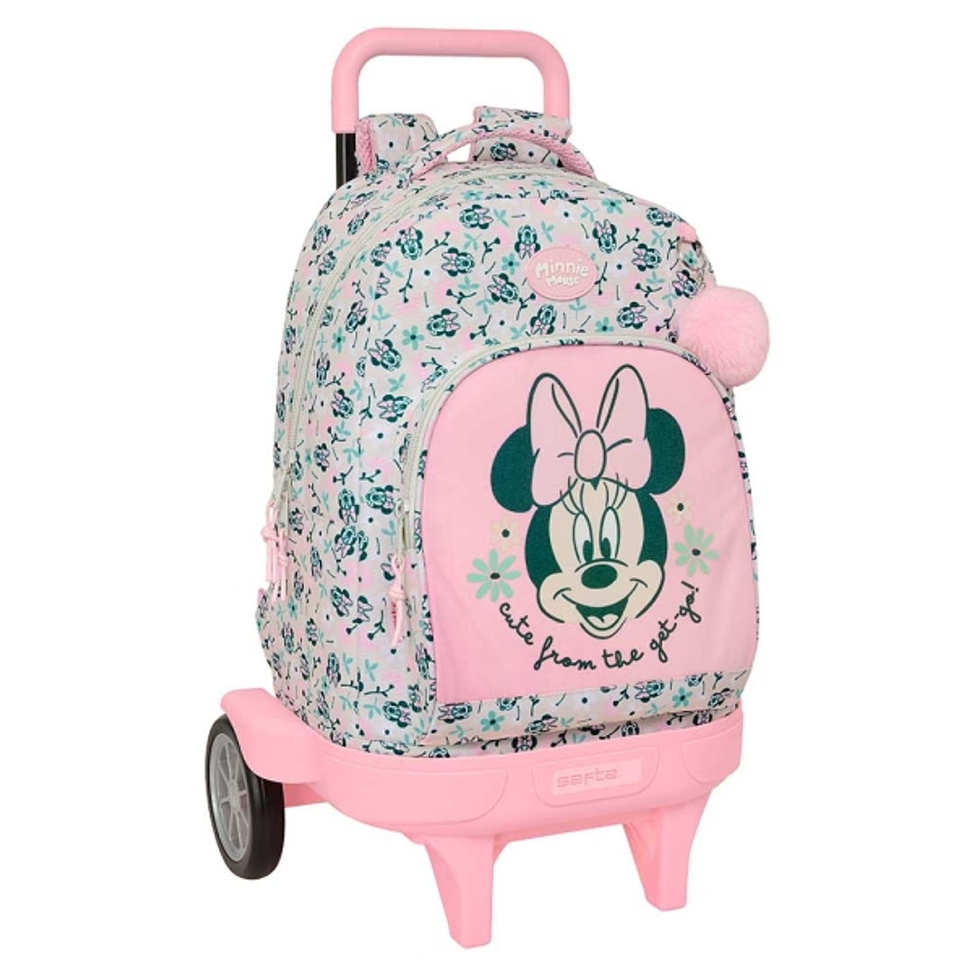 Safta Minnie Mouse Minty Mochila con Carro - Extraible - Bolsillo Frontal - Portabotellas - Tirador Doble - Hombreras Acolchadas - Tarjeta ID - Ruedas 1