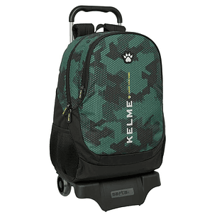 Safta Kelme Camo Mochila con Carro - Portabotellas - 2 Compartimentos - Tirador Doble - Espalda Acolchada - Asa Superior - Mochila Extraible - 22.5L -