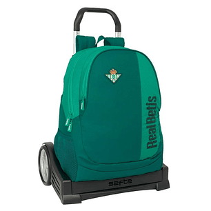Safta Real Betis Balompie Mochila con Carro - Tirador Doble - Hombreras Ergonomicas - Bolsillo Frontal - Mochila Extraible - Ruedas Antivibracion - Ba