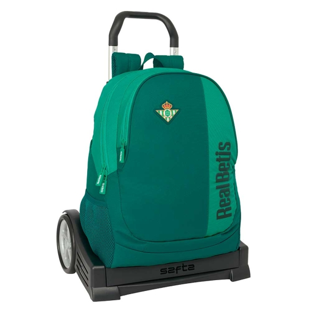 Safta Real Betis Balompie Mochila con Carro - Tirador Doble - Hombreras Ergonomicas - Bolsillo Frontal - Mochila Extraible - Ruedas Antivibracion - Ba 1