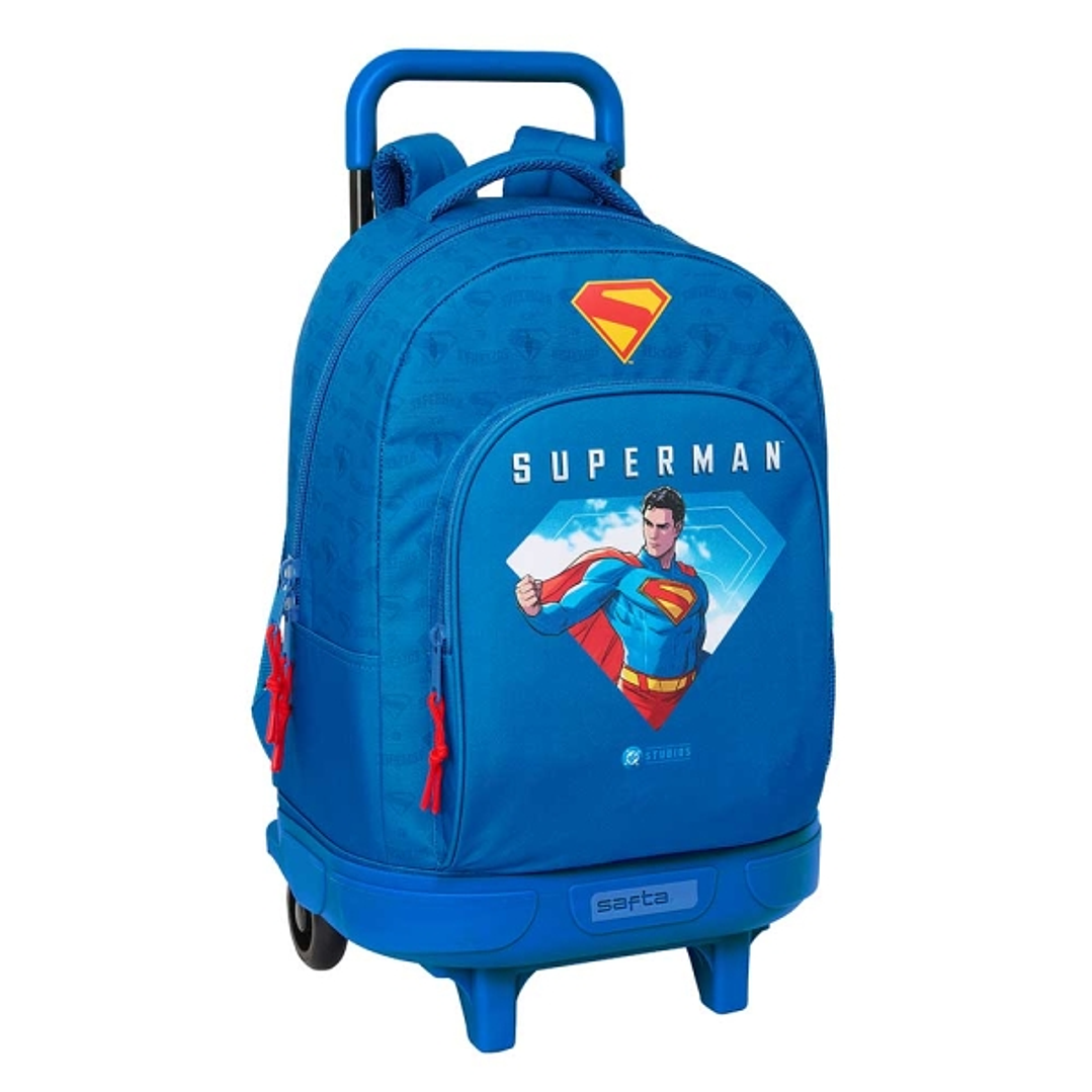 Safta Superman Mochila con Carro - Extraible - Portabotellas - Tirador Doble - Hombreras Acolchadas - Asa Acolchada - Tarjeta ID - Bandeja Interior de 1