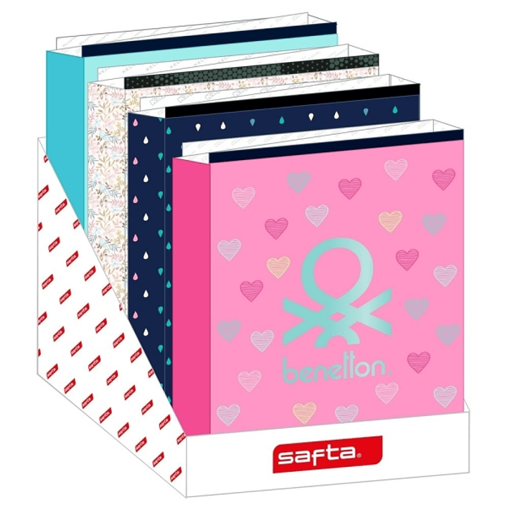 Safta Expositor con Carpetas de Anillas - Material Reciclado - Formato Folio - Lomo Ancho - 290x340x340mm - Colores Surtidos 1
