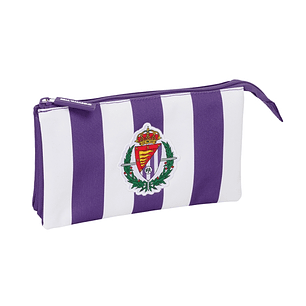 Safta Real Valladolid Portatodo - 3 Compartimentos con Cremalleras - 0.6L - Bolsillo Interior - 220x30x120mm - Color Morado