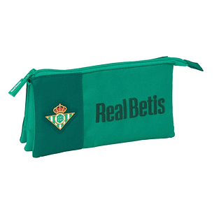 Safta Real Betis Balompie Portatodo - 3 Compartimentos con Cremalleras - Bolsillo Interior - Resistente al Agua - 220x30x120mm - Color Verde
