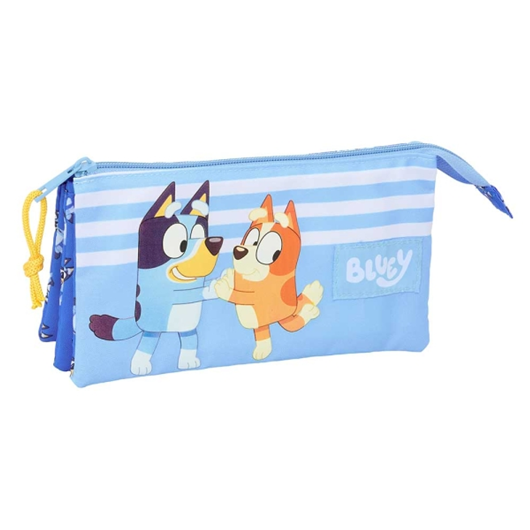 Safta Bluey Let'S Play Portatodo - 3 Compartimentos con Cremalleras - Bolsillo Interior - 0.6L - 220x30x120mm - Color Azul 1
