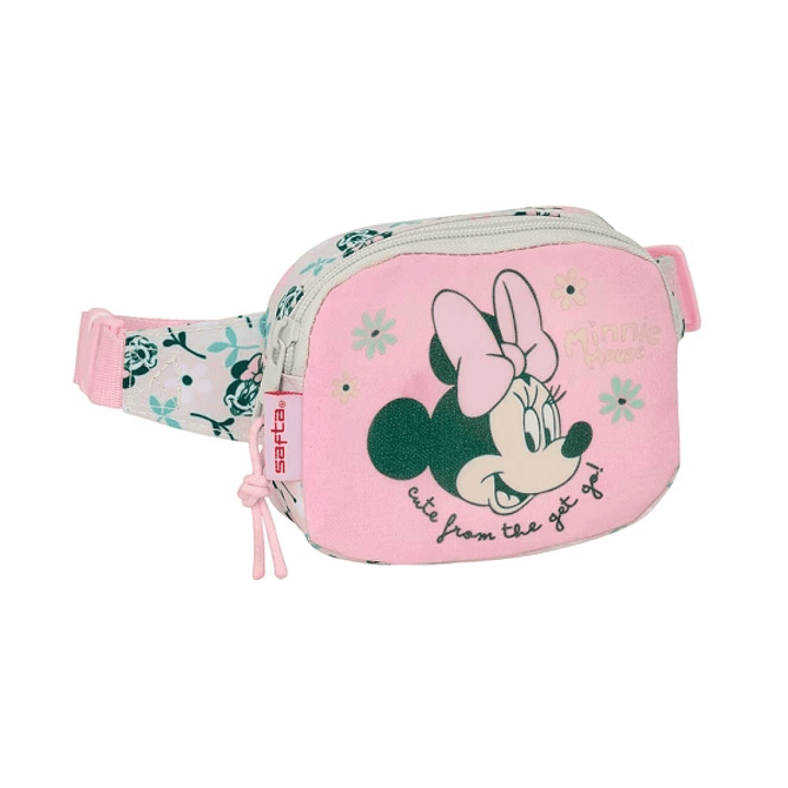 Safta Minnie Mouse Minty Bolsa de Cintura - Cintas Ajustables - 0.62L - Material Resistente - 140x40x110mm - Color Rosa Pastel 1