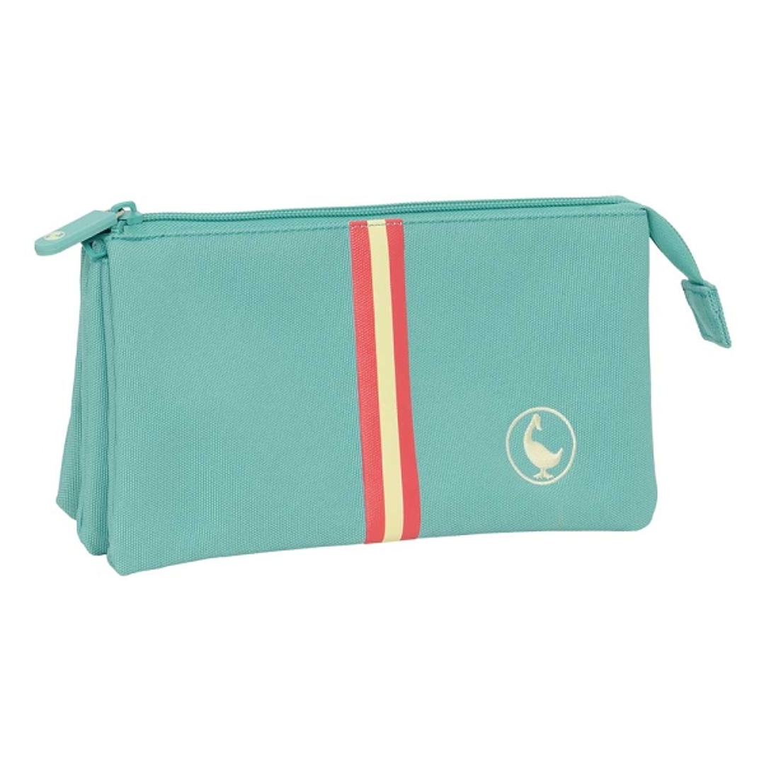 Safta el Ganso Basics Aquarelle Portatodo - 3 Compartimentos con Cremalleras - Bolsillo Interior - 0.6L - 220x30x120mm - Color Menta 1