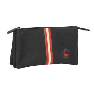 Safta el Ganso Basics Black Portatodo - 3 Compartimentos con Cremalleras - 0.6L - Bolsillo Interior - 220x30x120mm - Color Negro