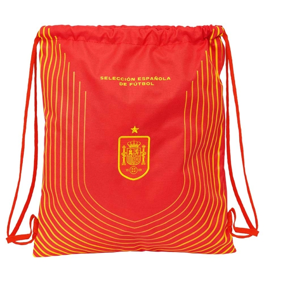Safta Seleccion Española de Futbol Saco Plano - Bolsillo con Cremallera - Cierre con Cordones - 5L - Resistente y Duradero - Compacto y Ligero - 350x1 1