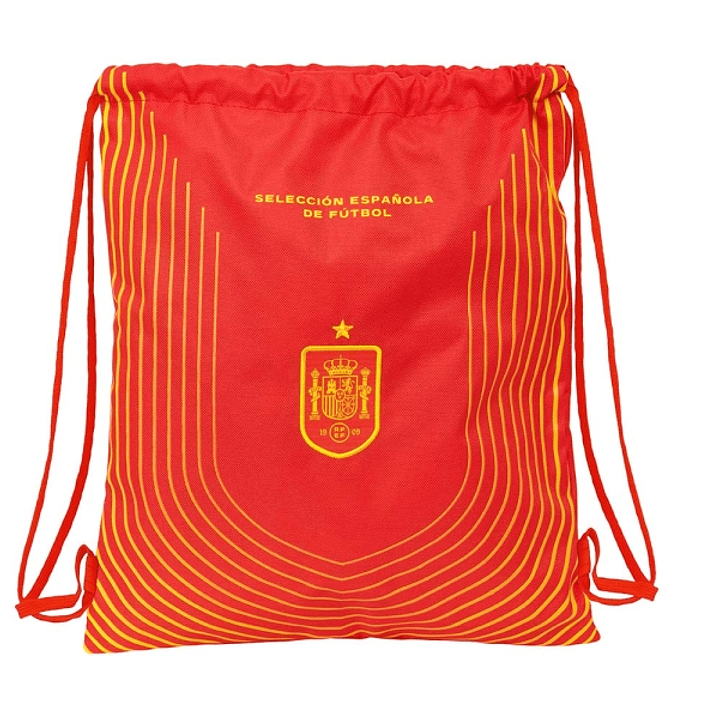 Safta Seleccion Española de Futbol Saco Plano - Bolsillo con Cremallera - Cierre con Cordones - 5L - Resistente y Duradero - Compacto y Ligero - 350x1 1