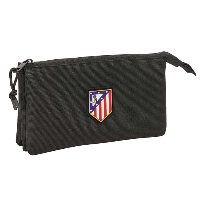 Safta Atletico de Madrid Teen Black Portatodo - 3 Compartimentos con Cremalleras - Bolsillo Interior - 0.6L - 220x30x120mm - Color Verde Oscuro 1
