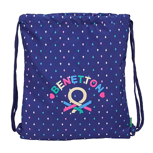 Safta Benetton Drop Saco Plano - Bolsillo con Cremallera - Cierre con Cordones - 5L - Compacto y Portatil - Material Resistente - Uso Diario Versatil 
