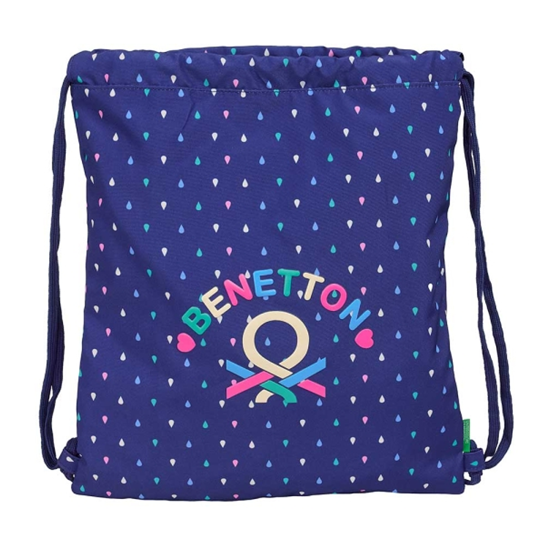 Safta Benetton Drop Saco Plano - Bolsillo con Cremallera - Cierre con Cordones - 5L - Compacto y Portatil - Material Resistente - Uso Diario Versatil  1