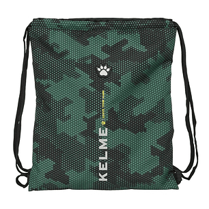 Safta Kelme Camo Saco Plano - Bolsillo con Cremallera - Cierre con Cordones - 5L - 350x10x400mm - Color Verde Camuflaje