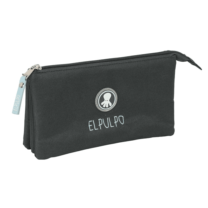 Safta el Pulpo Grafito Portatodo - 3 Compartimentos con Cremalleras - Bolsillo Interior - 0.6L - 220x30x120mm - Color Negro 1