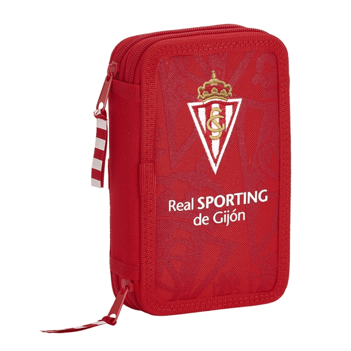 Safta Real Sporting de Gijon Corporativa Plumier de 2 Pisos - 28 Piezas - 1L - Goma - Lapiz - Boligrafo - Sacapuntas - 10 Colores - 14 Rotuladores - 1 1