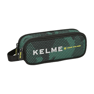 Safta Kelme Camo Portatodo - 2 Compartimentos con Cremalleras - Asa Lateral - 1L - 210x60x80mm - Color Verde Camuflaje
