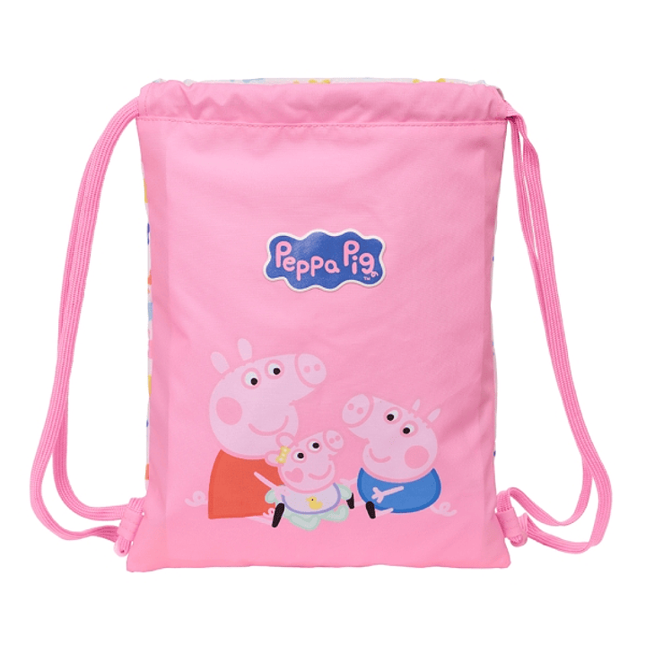 Safta Peppa Pig Baby Pig Saco Plano - Bolsillo con Cremallera - Cierre con Cordones - 3L - 260x10x340mm - Color Rosa 1