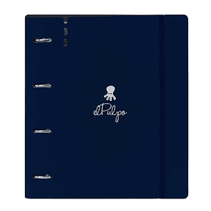 Safta el Pulpo Carpeta con 4 Anillas 35mm - Tapas de PP Foam - Recambio 100 Hojas - Cierre Elastico - Ranura para Boligrafo - Separadores Internos - 2