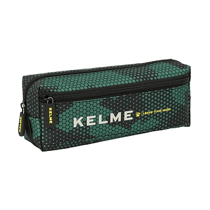 Safta Kelme Camo Portatodo - 3 Compartimentos con Cremalleras - Goma Elastica - 0.98L - 220x60x85mm - Color Verde Camuflaje