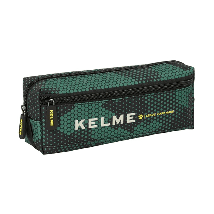 Safta Kelme Camo Portatodo - 3 Compartimentos con Cremalleras - Goma Elastica - 0.98L - 220x60x85mm - Color Verde Camuflaje 1