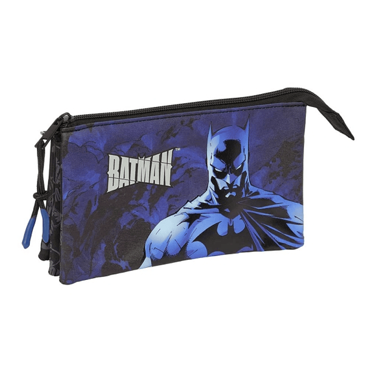 Safta Batman Portatodo - 3 Compartimentos con Cremalleras - Bolsillo Interior - 0.6L - 220x30x120mm - Color Negro 1
