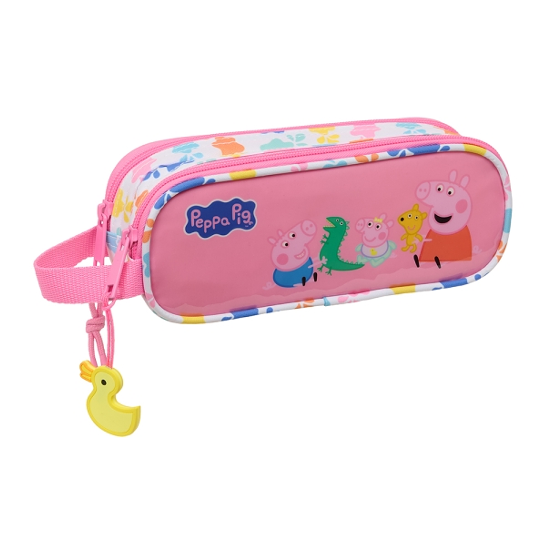 Safta Peppa Pig Baby Pig Portatodo - 2 Compartimentos con Cremalleras - Asa Lateral - 1L - 210x60x80mm - Color Rosa 1