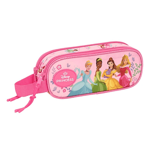 Safta Princesas Disney Portatodo - 2 Compartimentos con Cremalleras - Asa Lateral - 1L - 210x60x80mm - Color Rosa