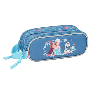 Safta Frozen Portatodo - 2 Compartimentos con Cremalleras - Asa Lateral - 1L - 210x60x80mm - Color Azul