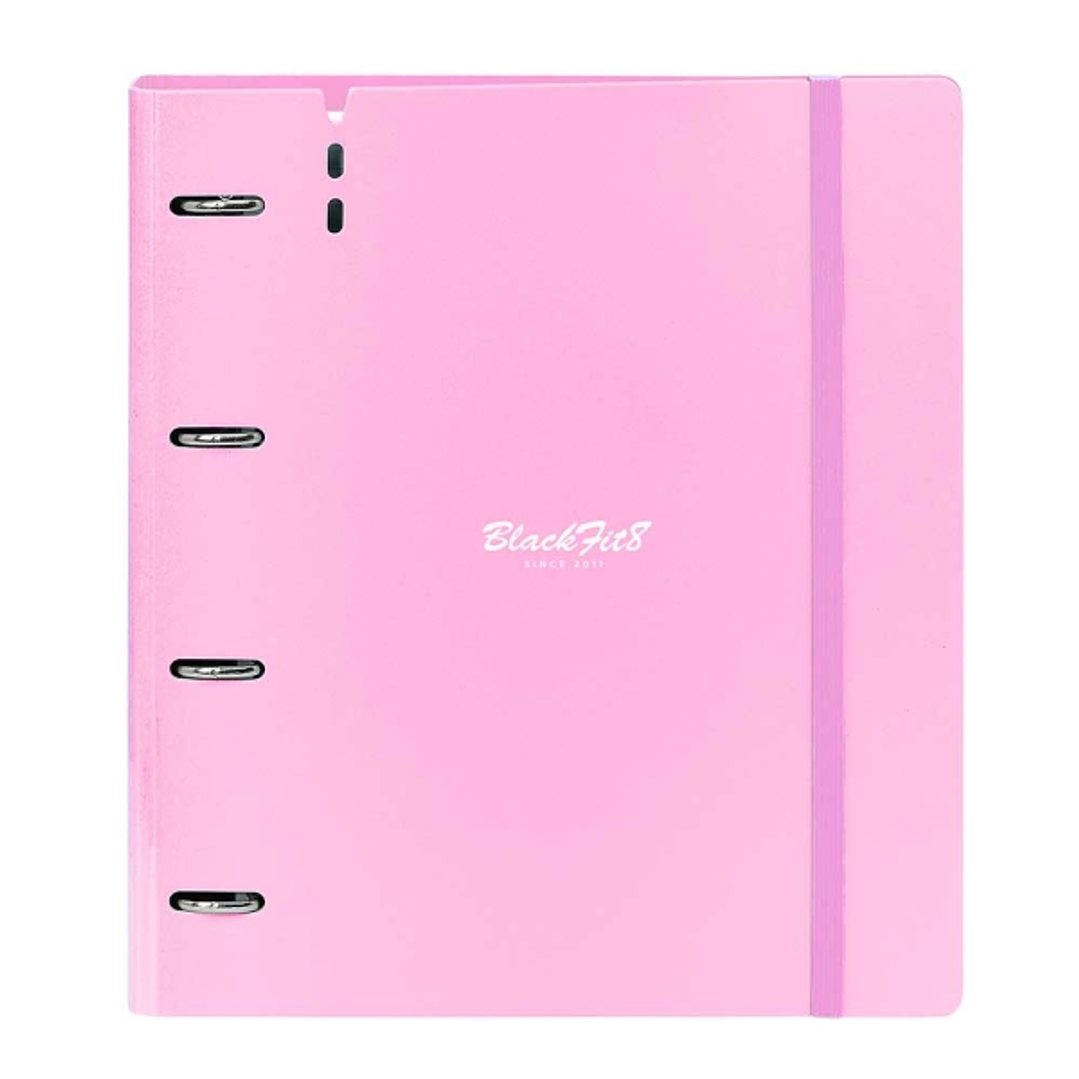 Safta Blackfit8 Smile Carpeta con 4 Anillas 35mm - Tapas de PP Foam - Recambio 100 Hojas - Cierre Elastico - Incluye Separadores - Cuadricula 5x5mm -  1