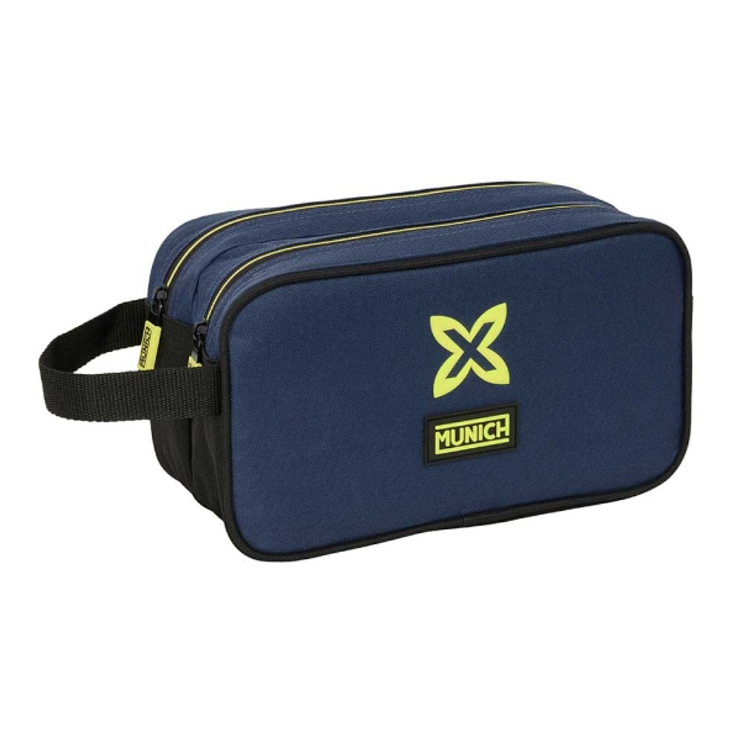 Safta Munich Track Neceser de 5L - 2 Compartimentos con Cremallera - Asa Lateral - Adapatable a Carro - 260x125x150mm - Color Azul Marino 1