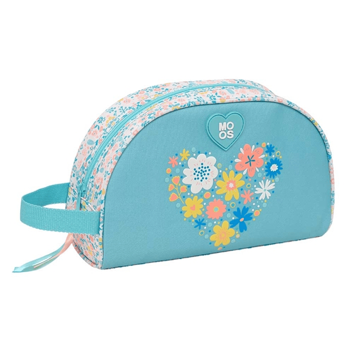 Safta Moos Fiori Neceser de 5L - Cremallera - Asa Lateral - Adapatable a Carro - Bolsillo Interior - 280x100x180mm - Color Azul Claro 1