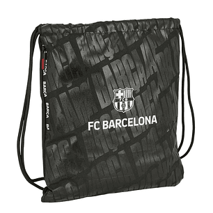 Safta F.C.Barcelona Saco Plano - Bolsillo con Cremallera - Cierre con Cordones - 5L - Resistente y Practico - 350x10x400mm - Color Gris
