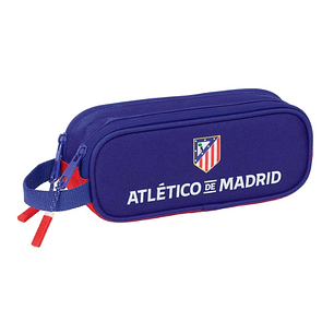 Safta Atletico de Madrid Portatodo - 2 Compartimentos con Cremalleras - Asa Lateral - 1L - 210x60x80mm - Color Azul Marino