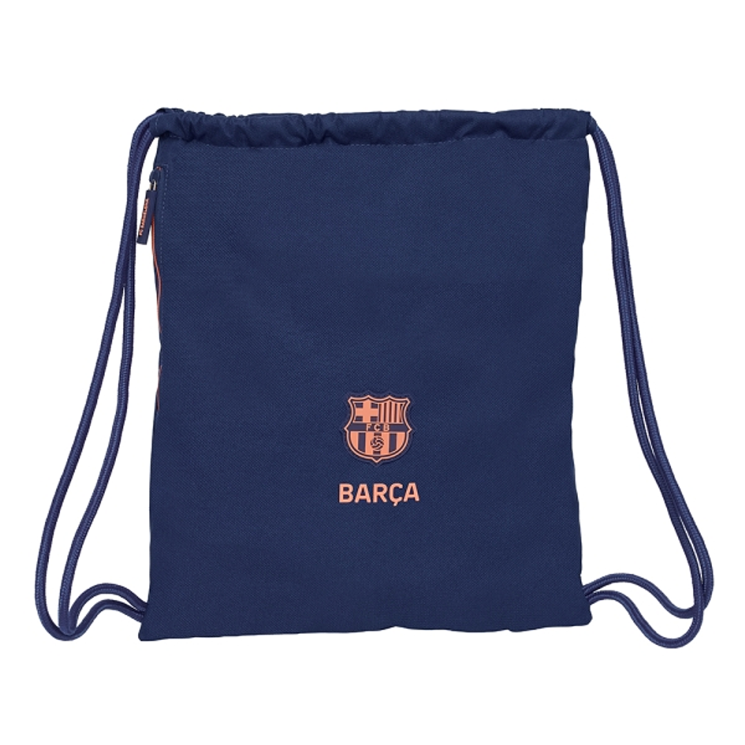 Safta F.C.Barcelona 2ª Equipacion Saco Plano - Bolsillo con Cremallera - Cierre con Cordones - 5L - 350x10x400mm - Color Azul Marino 1