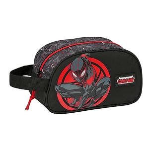 Safta Miles Morales Neceser de 5L - Cremallera - Asa Lateral - Adapatable a Carro - 260x120x150mm - Color Negro y Rojo