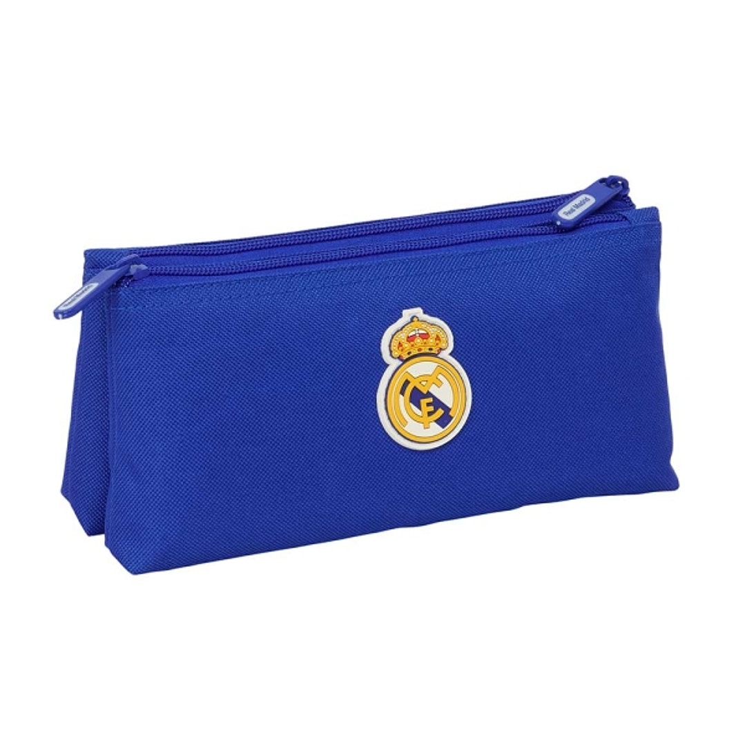 Safta Real Madrid Neceser Compacto de 2L - 2 Compartimentos con Cremallera - 220x80x100mm - Color Azul 1
