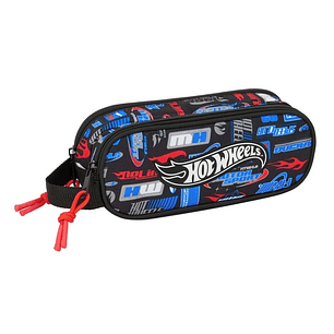 Safta Hot Wheels Portatodo - 2 Compartimentos con Cremalleras - Asa Lateral - 1L - 210x60x80mm - Color Azul