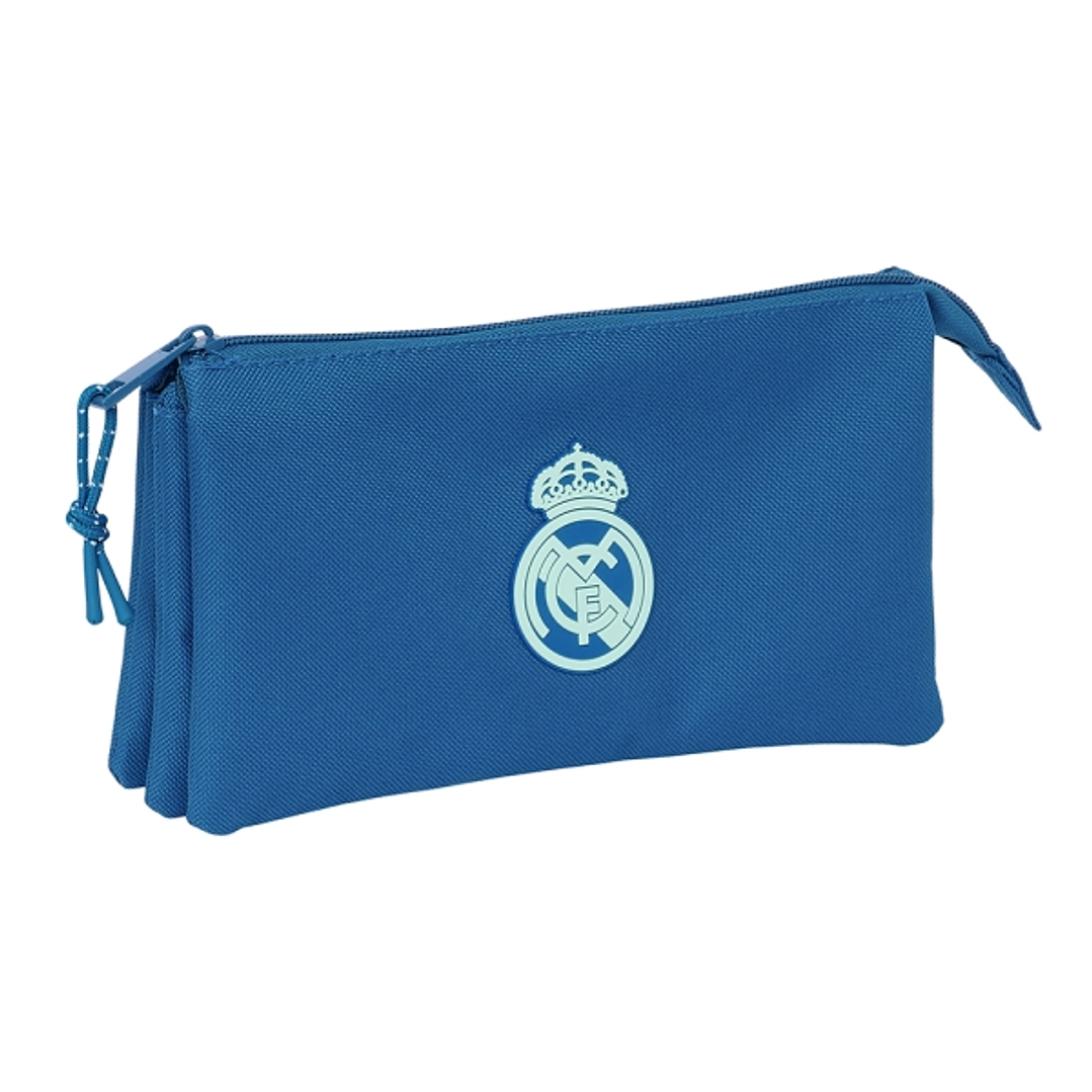 Safta Real Madrid Chica Portatodo - 3 Compartimentos con Cremalleras - Bolsillo Interior - 0.6L - 220x30x120mm - Color Azul 1