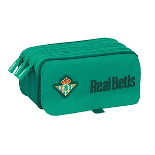 Safta Real Betis Balompie Portatodo - 3 Compartimentos con Cremalleras - Asa Lateral - Resistente al Agua - Cinta Adaptable - Bolsillo Frontal - 1.72L
